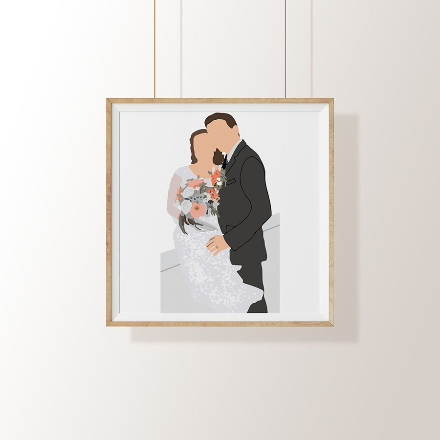 Wedding couple faceless digital portrait